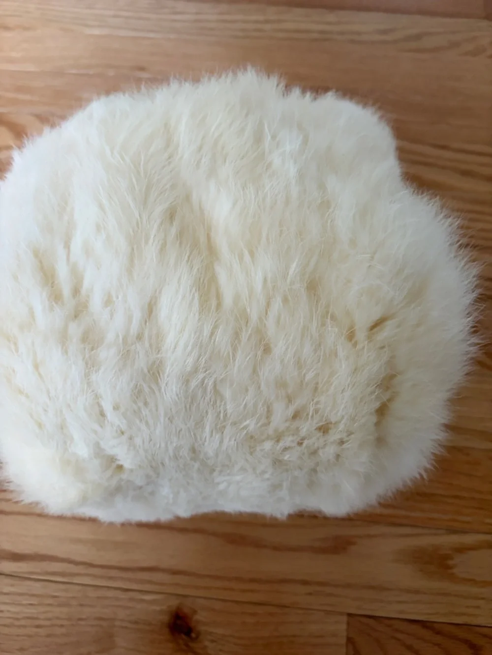 Kids Cream Faux Fur Mittens